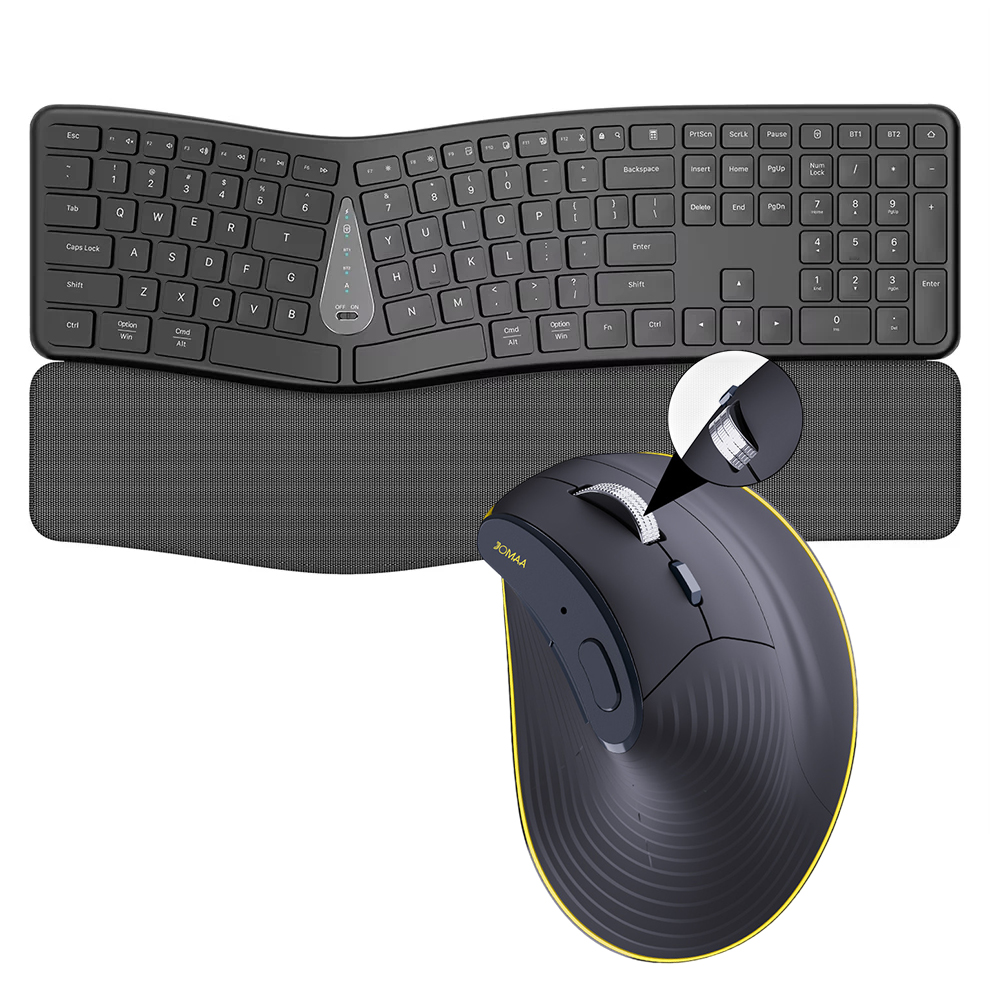 Gaming Keyboard Bundle - 2.4G Wireless Keyboard Mouse Combo,Comfortable Natural