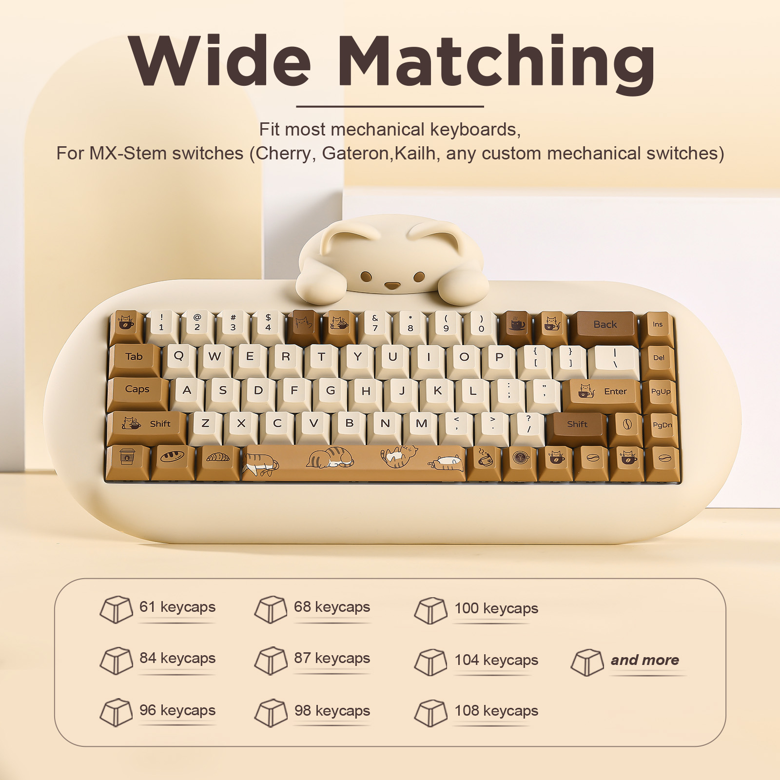 YUNZII Coffee Cat PBT Keycaps, - Gaming Keyboard Bundle recension och pris