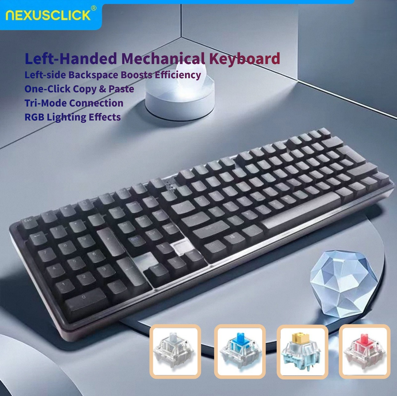 NexusClick Ergonomic Left Hand - Gaming Keyboard No Number Pad recension och pris